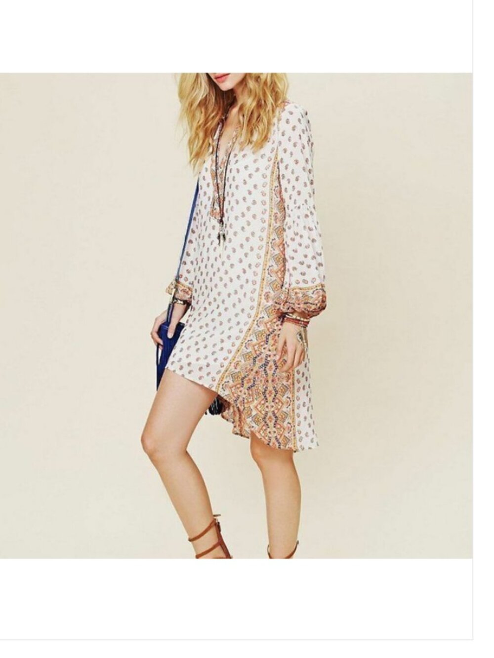 Free People Peacemaker Floral Print Hi-Low Mini Slip Tunic Dress